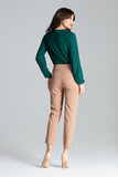 Pleated 7/8 Cigarette Pants with Front Zip Pockets