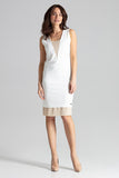 Elegant Stretch Dress with Chiffon Inserts and Zip Closure