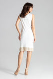 Elegant Stretch Dress with Chiffon Inserts and Zip Closure