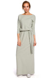 Comfortable Cotton Maxi Dress with Waist Accentuating Belt