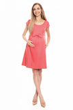 Flared Loose-Fitting Maternity Dress with Bow & Pockets