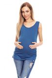 Versatile Sleeveless Pregnancy Blouse with Pleats