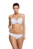 Elegant Two-Piece Swimsuit with Push-Up Bra and Frill Detail