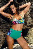 Colorful Retro Floral Push-Up Swimsuit for Women