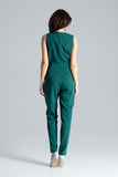 Classic Sleeveless Jumpsuit with Lined Lapels and Pockets