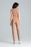 Classic Sleeveless Jumpsuit with Lined Lapels and Zip Back