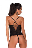 Stylish Black Bodysuit with Glittering Glamour Detail