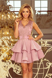 Lilac Lace Dress with Flared Skirt for Special Occasions