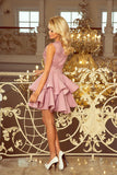 Lilac Lace Dress with Flared Skirt for Special Occasions