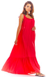 Airy Flounce Summer Dress with Back Neckline