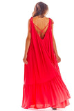 Airy Flounce Summer Dress with Back Neckline