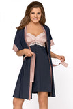Elegant Kimono-Style Robe with Satin Trim and Belt