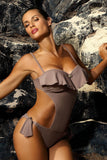 Sexy Brazilian Monokini with Frill and Golden Bow