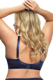 Navy Blue Soft Bra with Underwiring and Lace Detail