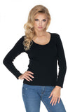 Fitted Long Sleeve Blouse with Heart Neckline