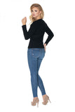 Fitted Long Sleeve Blouse with Heart Neckline