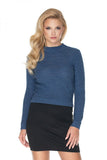 Fitted Long Sleeve Acrylic Short Sweater