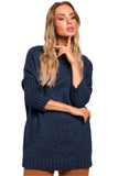 Fleecy Oversized Sweater with Semi-Curved Hem