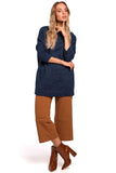 Fleecy Oversized Sweater with Semi-Curved Hem