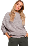 Fleecy Sweater with Elongated Cut and Oversized Fit