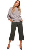 Fleecy Sweater with Elongated Cut and Oversized Fit