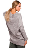 Fleecy Sweater with Elongated Cut and Oversized Fit