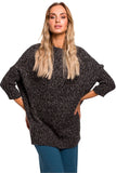 Fleecy Oversized Sweater with Semi-Curved Hem