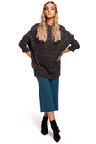 Fleecy Oversized Sweater with Semi-Curved Hem