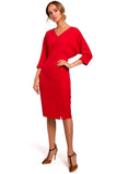 Elegant V-Neck Pencil Skirt Dress with Dropped Sleeves