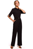 Elegant Minimalist Straight-Leg Overalls with Collar