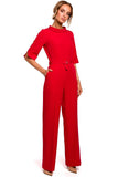 Elegant Minimalist Straight-Leg Overalls with Collar