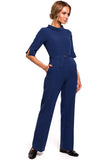 Elegant Minimalist Straight-Leg Overalls with Collar