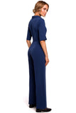 Elegant Minimalist Straight-Leg Overalls with Collar