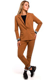 Sporty Elegance One-Button Jacket with Two-Tone Ribbing