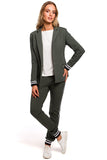Sporty Elegant One-Button Jacket with Two-Tone Ribbing