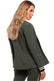 Sporty Elegant One-Button Jacket with Two-Tone Ribbing