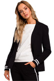 Sporty Elegance Jacket with Classic Cut and Ribbed Sleeves