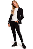 Sporty Elegance Jacket with Classic Cut and Ribbed Sleeves