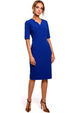 Elegant V-Neck Pencil Dress with Cutouts and Short Sleeves