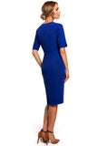 Elegant V-Neck Pencil Dress with Cutouts and Short Sleeves