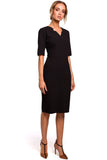 Elegant V-Neck Pencil Dress with Cutouts and Short Sleeves