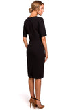 Elegant V-Neck Pencil Dress with Cutouts and Short Sleeves