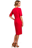 Elegant V-Neck Pencil Dress with Cutouts and Short Sleeves