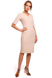 Elegant V-Neck Pencil Dress with Cutouts and Short Sleeves