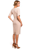 Elegant V-Neck Pencil Dress with Cutouts and Short Sleeves