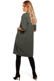 Slightly Oversized Cotton Knit Bombshell Dress with Drawstring