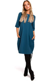 Slightly Oversized Comfort Cotton Dress with Drawstring
