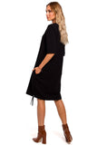 Comfortable Oversized Cotton Knit Dress with Drawstring Hem