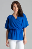 Loose-Fitting Kimono Sleeve Blouse with Elastic Waist
