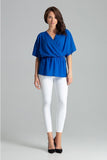 Loose-Fitting Kimono Sleeve Blouse with Elastic Waist